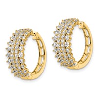14K Yellow Gold 2 Carat Lab Grown Diamond VS SI+ G+ Complete Hinged Hoop Earrings view 2