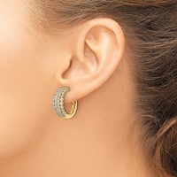 14K Yellow Gold 2 Carat Lab Grown Diamond VS SI+ G+ Complete Hinged Hoop Earrings view 3