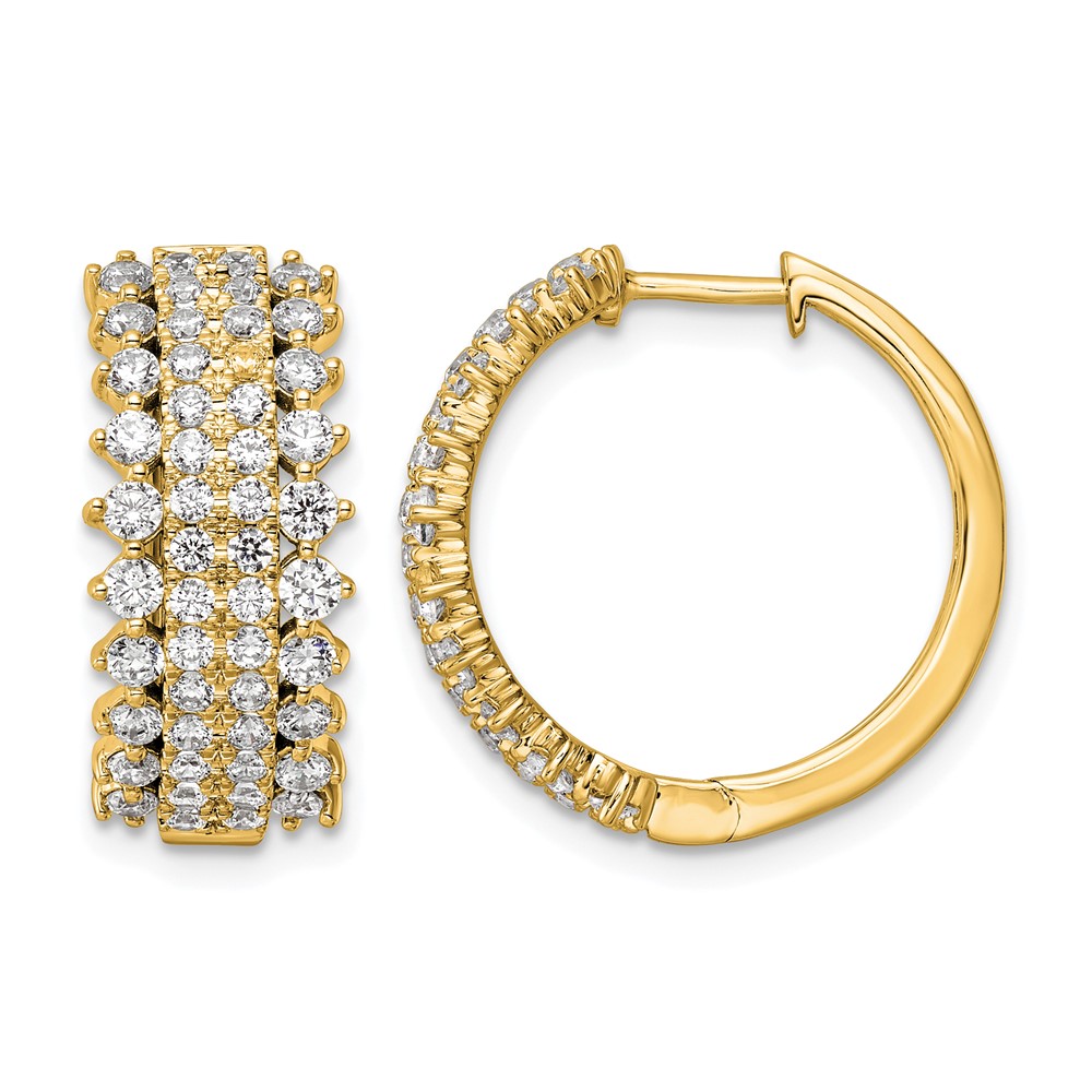 14K Yellow Gold 2 Carat Lab Grown Diamond VS SI+ G+ Complete Hinged Hoop Earrings