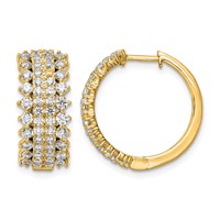 14K Yellow Gold 2 Carat Lab Grown Diamond VS SI+ G+ Complete Hinged Hoop Earrings view 1