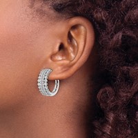 14K White Gold 2.50 Carat Lab Grown Diamond VS SI+ G+ Complete Hinged Hoop Earrings view 3