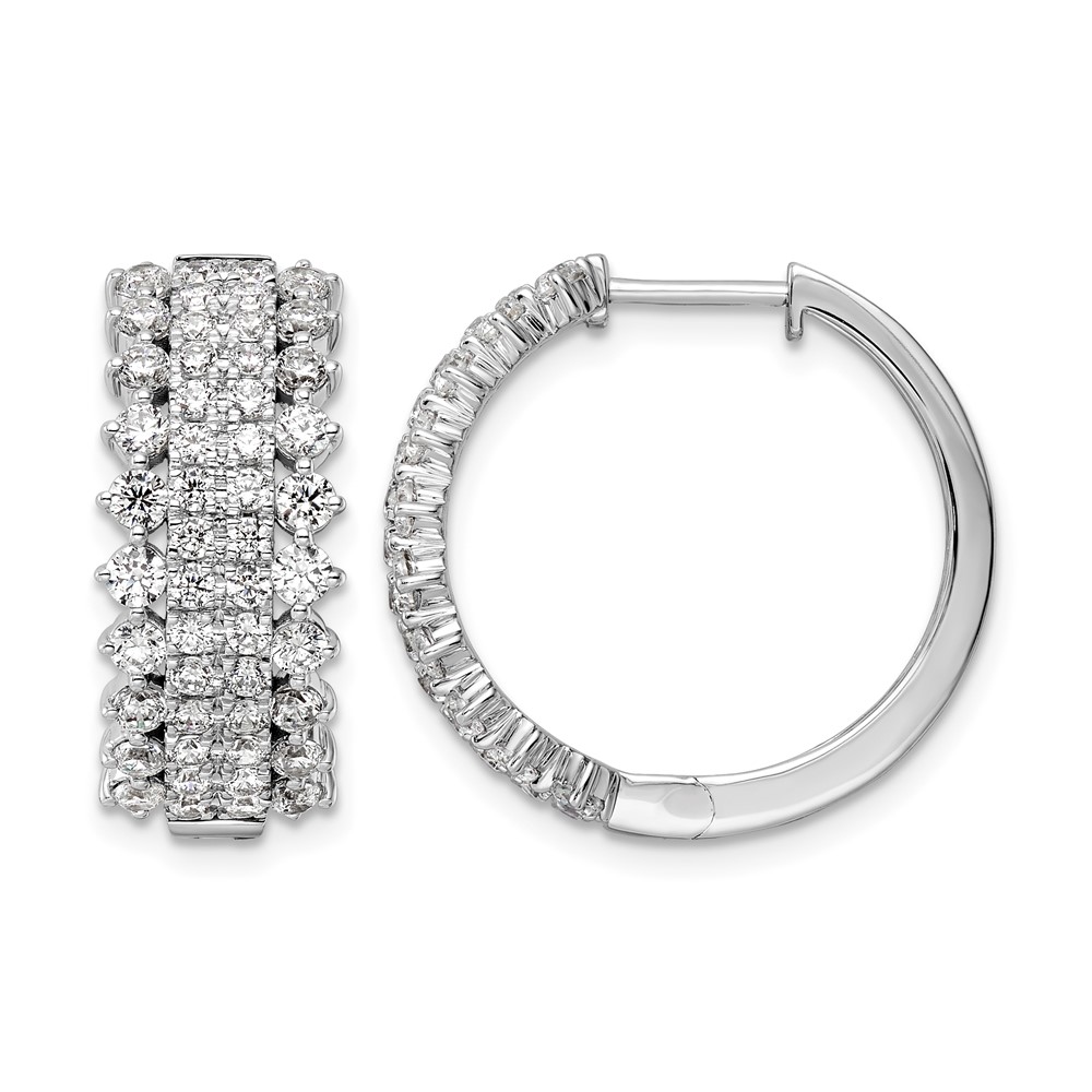 14K White Gold 2.50 Carat Lab Grown Diamond VS SI+ G+ Complete Hinged Hoop Earrings