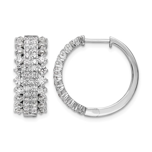14K White Gold 2.50 Carat Lab Grown Diamond VS SI+ G+ Complete Hinged Hoop Earrings
