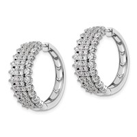 14K White Gold 3 Carat Lab Grown Diamond VS SI+ G+ Complete Hinged Hoop Earrings view 2