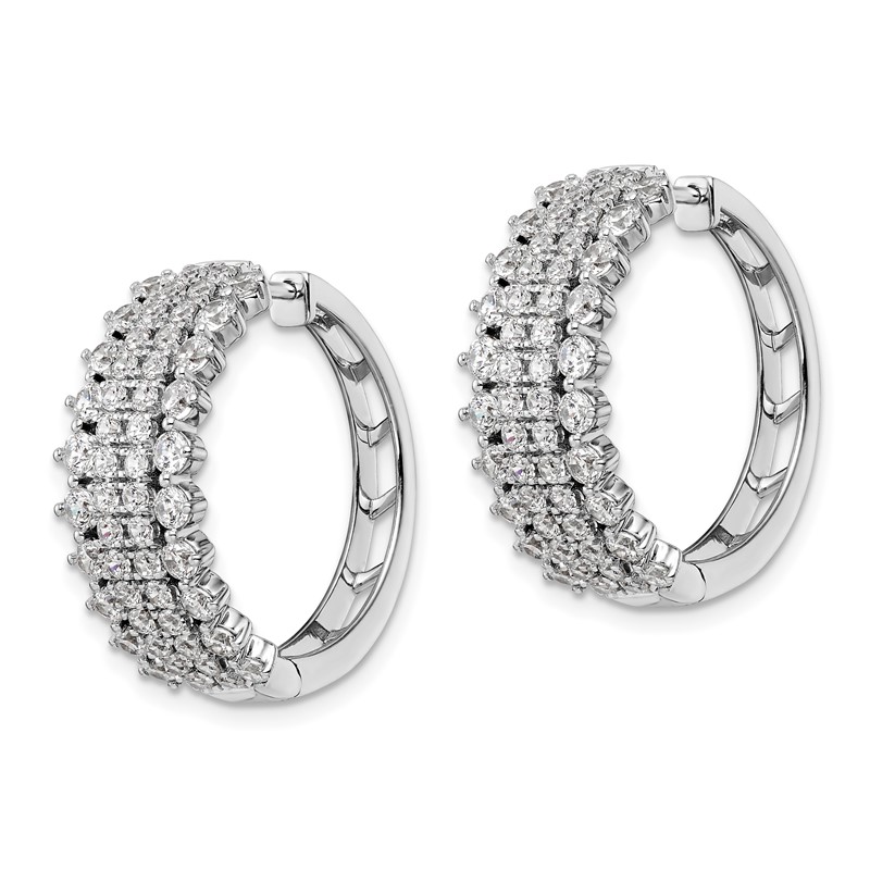 14k White Gold 3 carat Lab Grown Diamond VS/SI+ G+ Complete Hinged Hoop Earrings