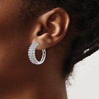 14K White Gold 3 Carat Lab Grown Diamond VS SI+ G+ Complete Hinged Hoop Earrings view 3