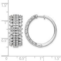 14K White Gold 3 Carat Lab Grown Diamond VS SI+ G+ Complete Hinged Hoop Earrings view 4