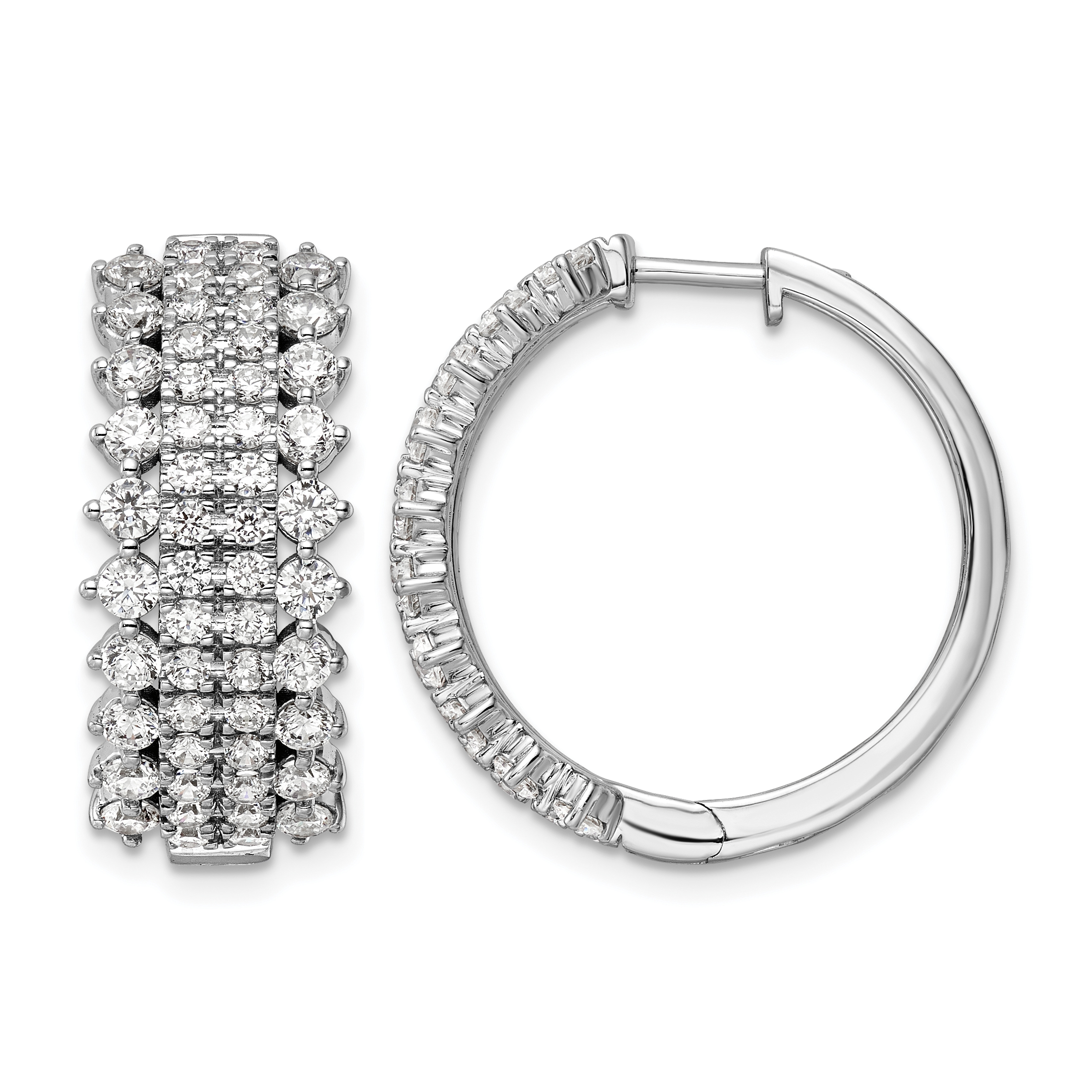 14k White Gold 3 carat Lab Grown Diamond VS/SI+ G+ Complete Hinged Hoop Earrings (EM8364-300-WLG)