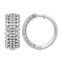 14K White Gold 3 Carat Lab Grown Diamond VS SI+ G+ Complete Hinged Hoop Earrings view 1