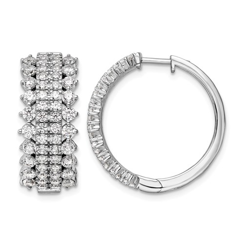 14K White Gold 3 Carat Lab Grown Diamond VS SI+ G+ Complete Hinged Hoop Earrings