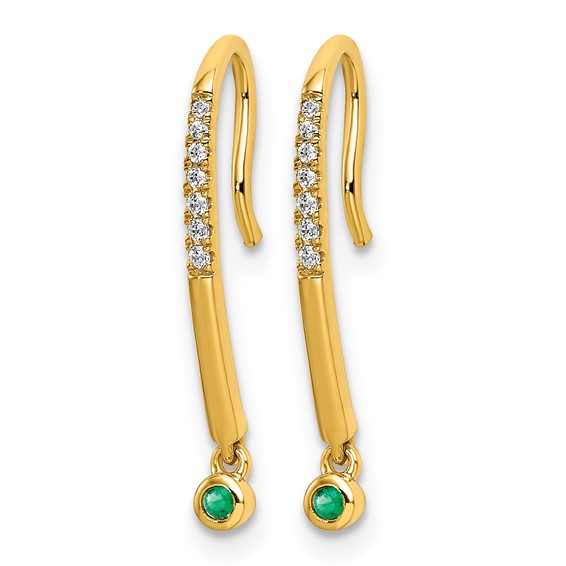 Diamond/Diamond & Gemstone Drop Wire Earrings