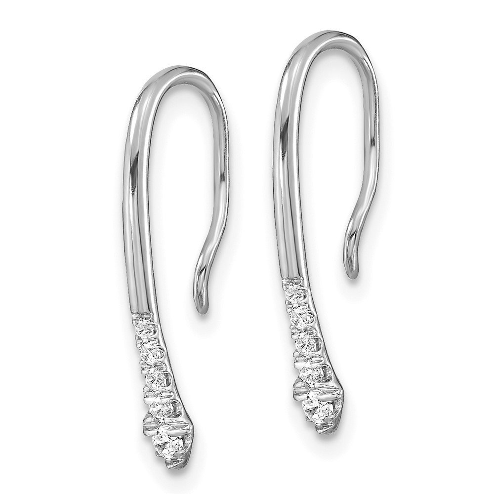 14k White Gold Polished Diamond Drop Wire Earrings (EM8382-012-WA)