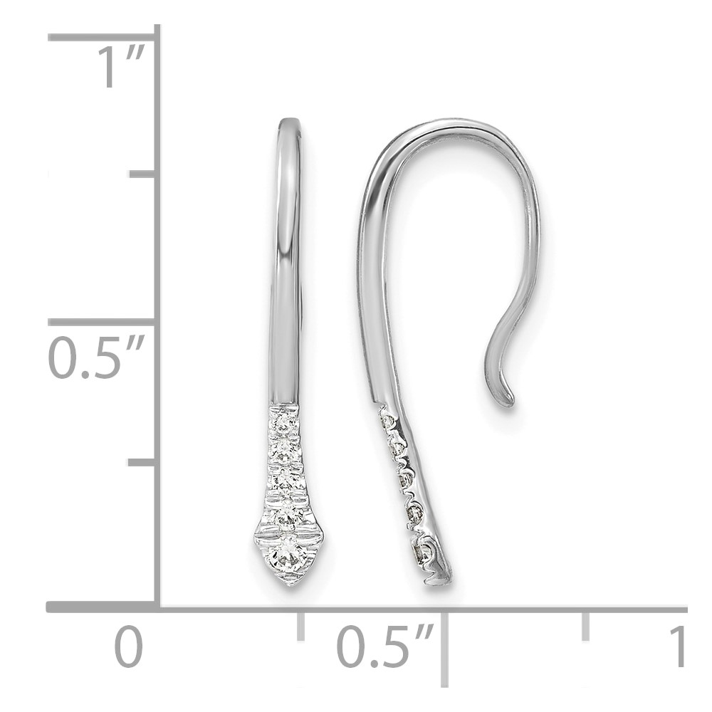 14k White Gold Polished Diamond Drop Wire Earrings (EM8382-012-WA)