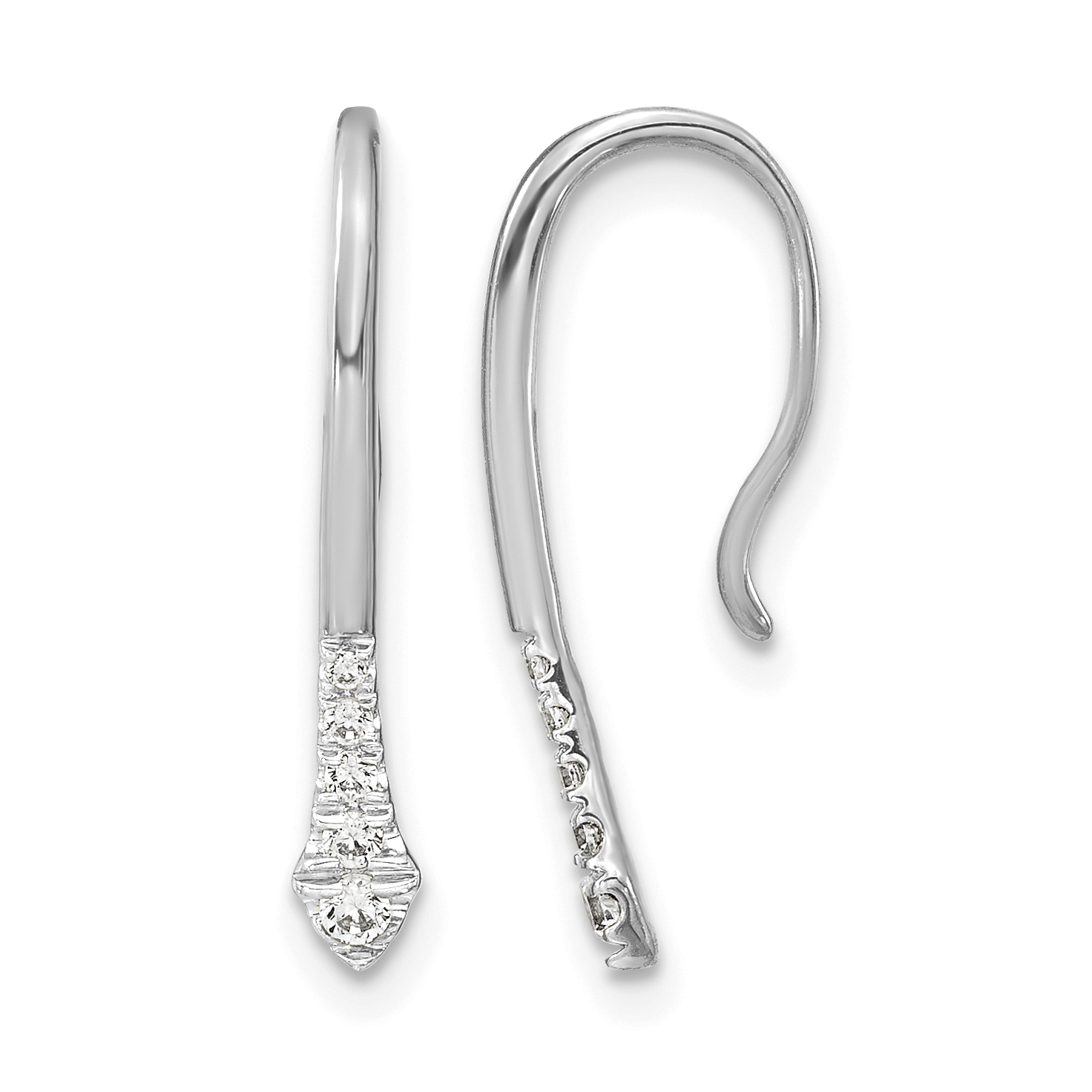14k White Gold Polished Diamond Drop Wire Earrings (EM8382-012-WA)