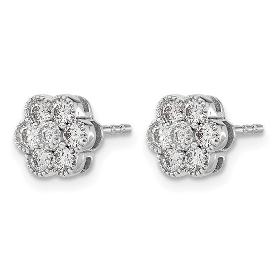  Diamond Floral Post Earrings