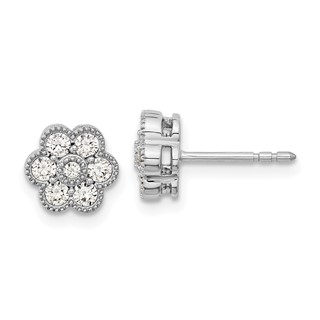  Diamond Floral Post Earrings