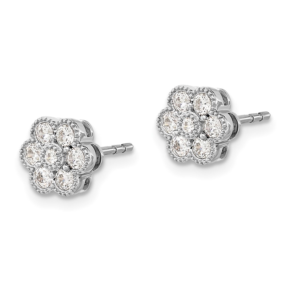 14k White Gold 1/2 carat Lab Grown Diamond VS/SI+ G+ Complete Floral Post Earrings (EM8466-050-WLG)