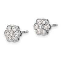 14K White Gold 0.50 Carat Lab Grown Diamond VS SI+ G+ Complete Floral Post Earrings view 2