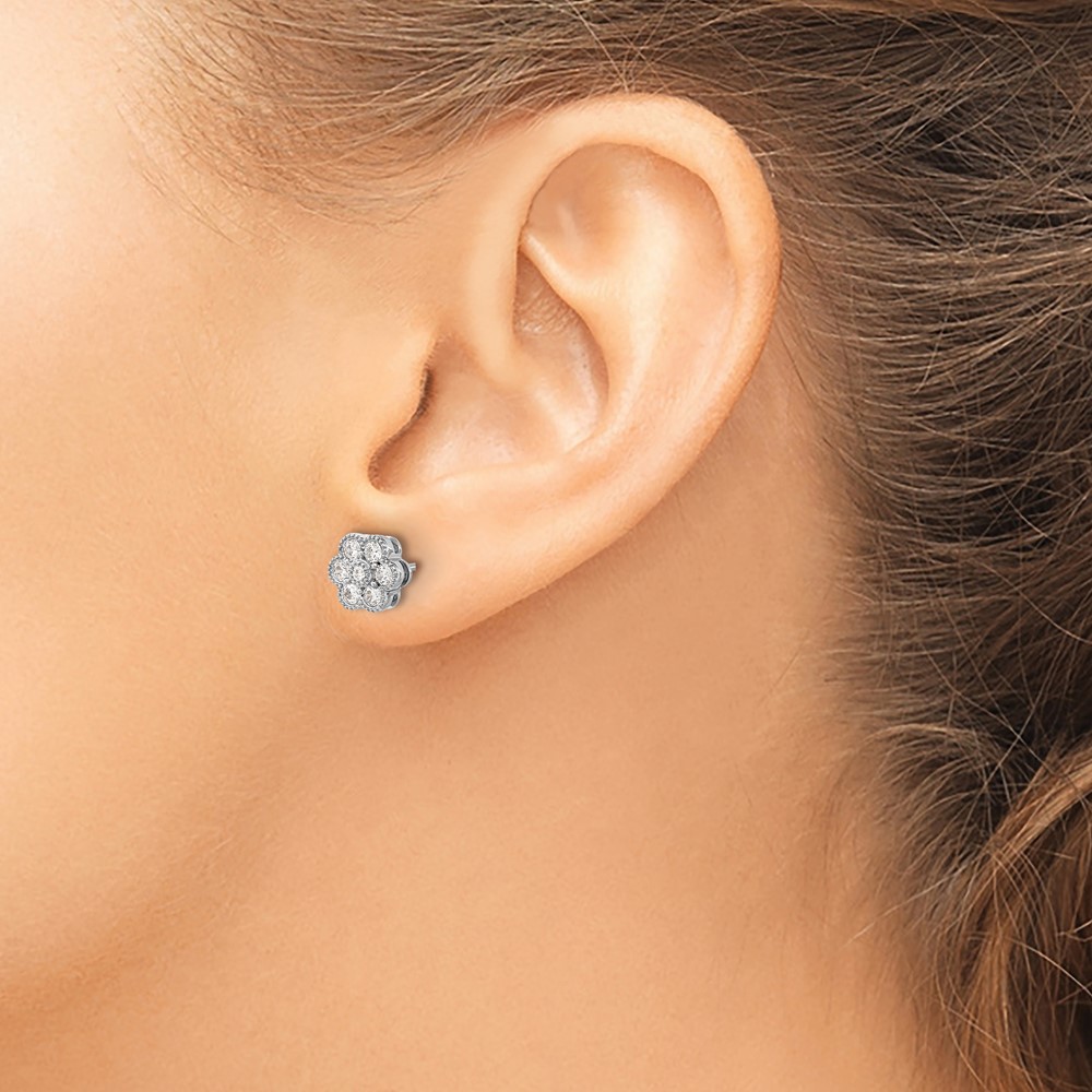14k White Gold 1/2 carat Lab Grown Diamond VS/SI+ G+ Complete Floral Post Earrings (EM8466-050-WLG)