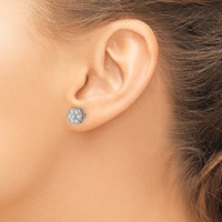 14K White Gold 0.50 Carat Lab Grown Diamond VS SI+ G+ Complete Floral Post Earrings view 3