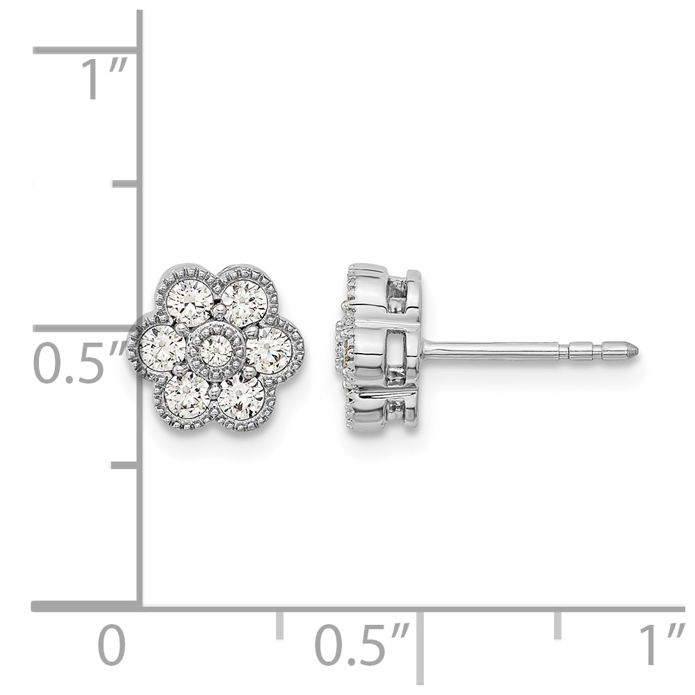 14k White Gold 1/2 carat Lab Grown Diamond VS/SI+ G+ Complete Floral Post Earrings (EM8466-050-WLG)