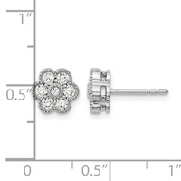 14K White Gold 0.50 Carat Lab Grown Diamond VS SI+ G+ Complete Floral Post Earrings view 4