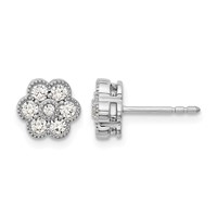14K White Gold 0.50 Carat Lab Grown Diamond VS SI+ G+ Complete Floral Post Earrings view 1