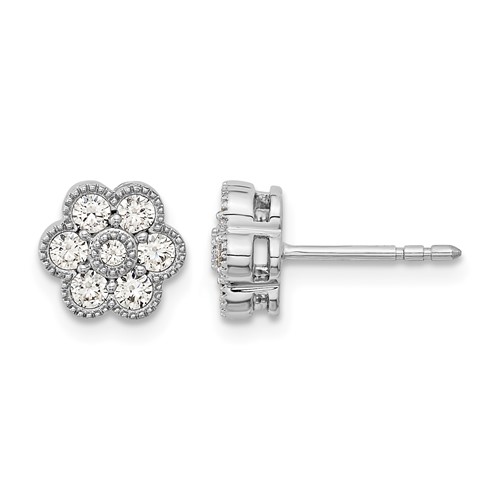 14K Yellow Gold 0.50 Ct Lab Grown Diamond VS SI+ G+ Floral Complete Post Earrings