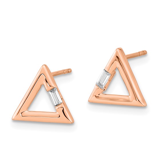 Polished Triangle Diamond Post Earrings                      