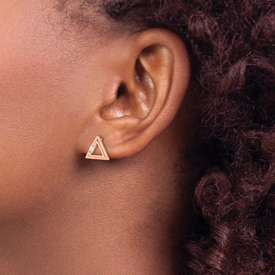 Polished Triangle Diamond Post Earrings                      