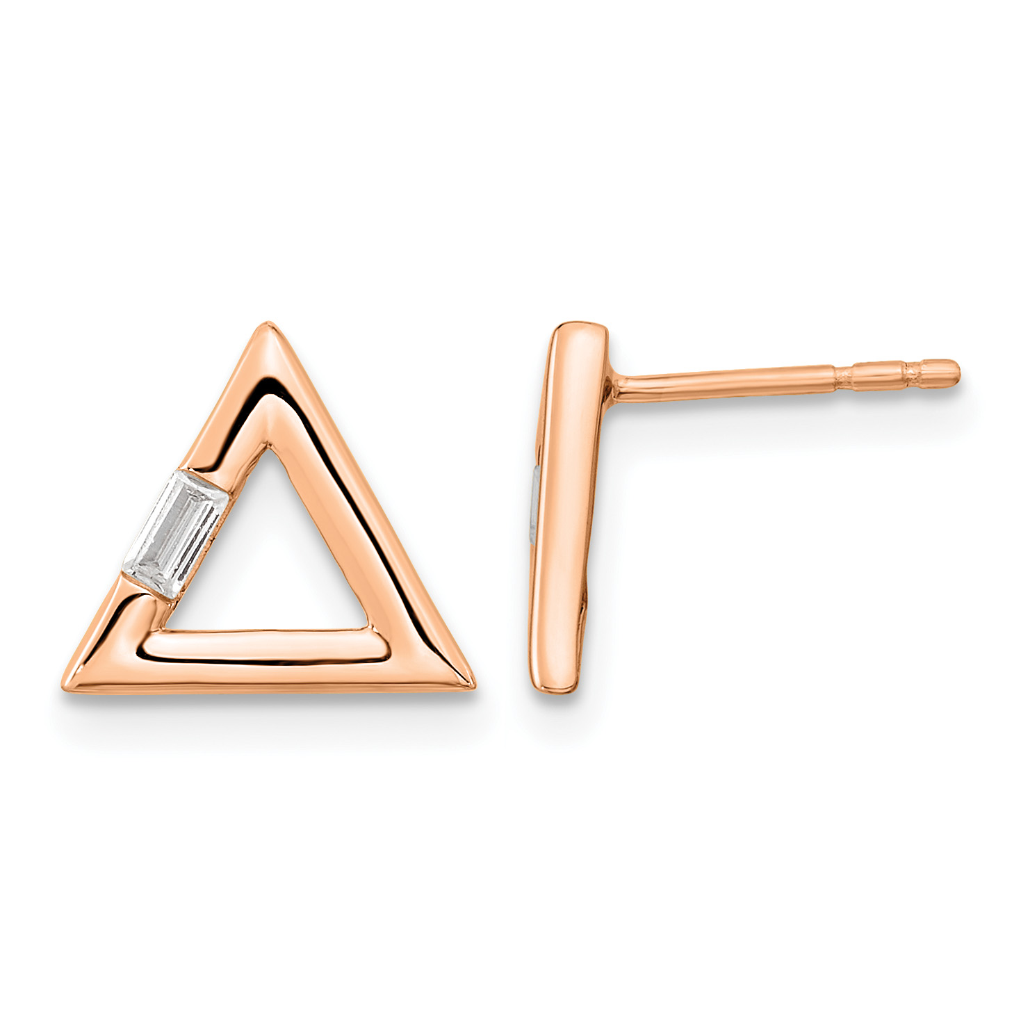 14k Rose Gold Polished Triangle Diamond Post Earrings (EM8471-006-RA)