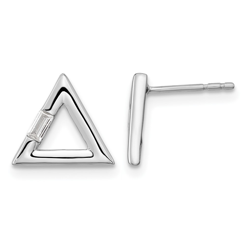 14k White Gold Polished Triangle Diamond Post Earrings (EM8471-006-WA)