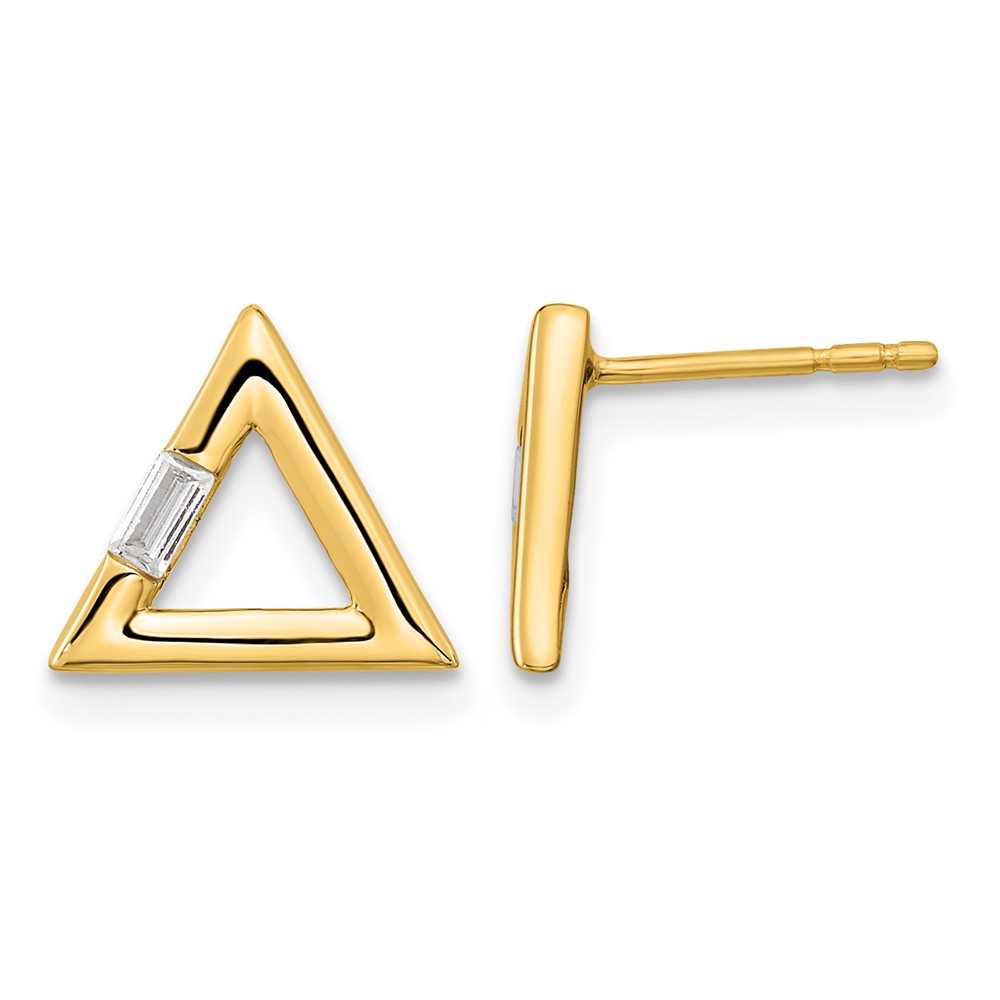 14k Polished Triangle Diamond Post Earrings (EM8471-006-YA)