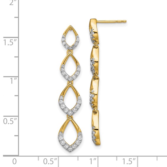 14k Polished 1/2 carat Diamond Dangle Post Earrings