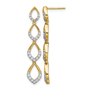 14k Polished 1/2 carat Diamond Dangle Post Earrings