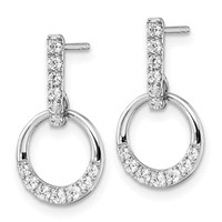 14K White Gold 0.38 Carat Lab Grown Diamond VS SI+ G+ Complete Dangle Circle Post Earrings view 2
