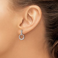 14K White Gold 0.38 Carat Lab Grown Diamond VS SI+ G+ Complete Dangle Circle Post Earrings view 3