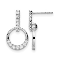 14K White Gold 0.38 Carat Lab Grown Diamond VS SI+ G+ Complete Dangle Circle Post Earrings view 1