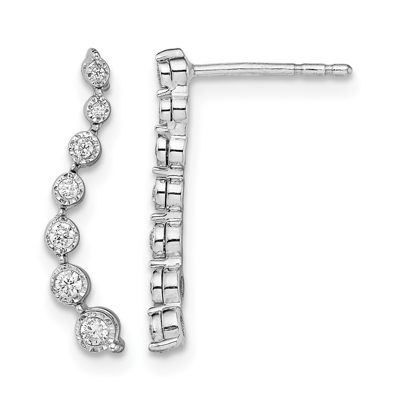 14k White Gold Graduating Diamond Post Earrings (EM8557-015-WA)