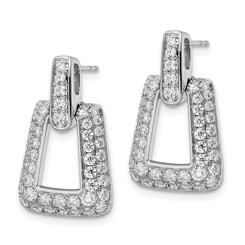 True Origin 14k White Gold 1 3/4 carat Lab Grown Diamond VS DEF Fancy Dangle Post Earrings