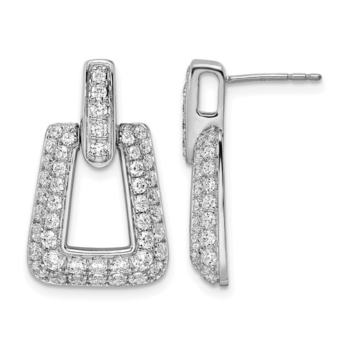 True Origin 14K White Gold 1.75 Carat Lab Grown Diamond VS+ F+ Complete Dangle Post Earrings