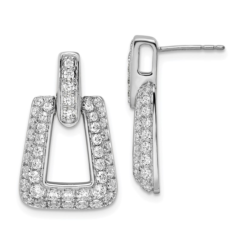 True Origin 14k White Gold 1 3/4 carat Lab Grown Diamond VS DEF Fancy Dangle Post Earrings