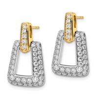 True Origin 14K Two Tone White and Yellow Gold 1.75 Carat Lab Grown Diamond VS+ F+ Complete Dangle Post Earrings view 2