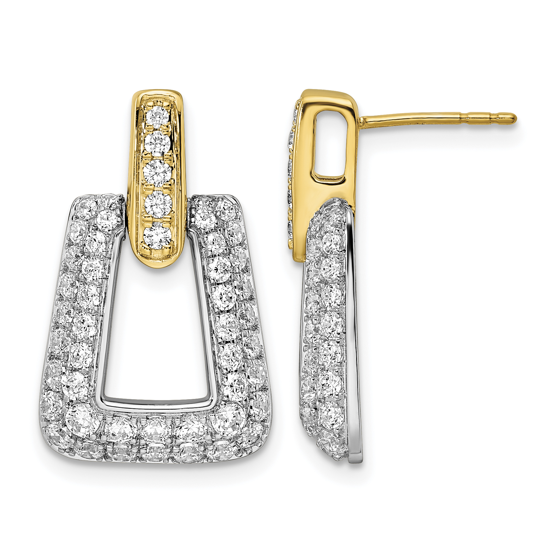 True Origin Two-tone 14k 1 3/4 carat Lab Grown Diamond VS DEF Fancy Dangle Post Earrings (EM8608-174-WYLD)