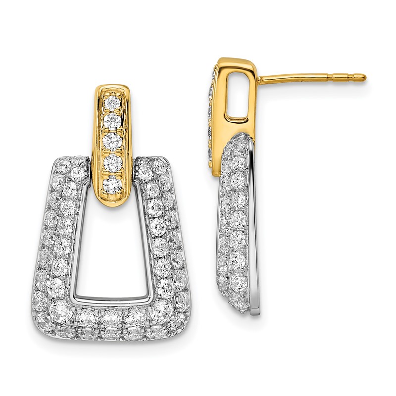 True Origin Two-tone 14k 1 3/4 carat Lab Grown Diamond VS DEF Fancy Dangle Post Earrings