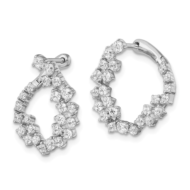 True Origin 14k White Gold 1 1/2 carat Lab Grown Diamond VS DEF Fancy Hoop Earrings