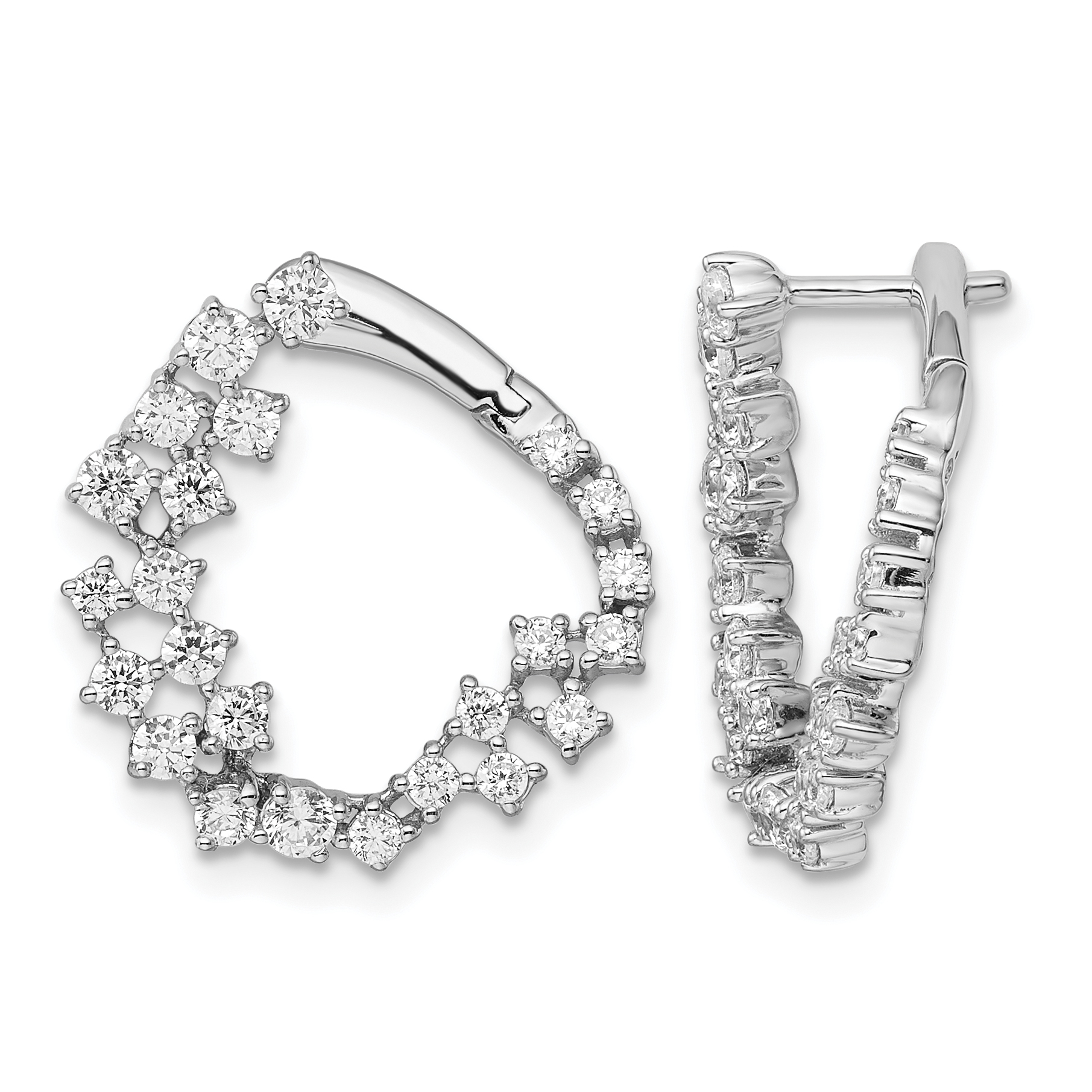 True Origin 14k White Gold 1 1/2 carat Lab Grown Diamond VS DEF Fancy Hoop Earrings (EM8612-150-WLD)