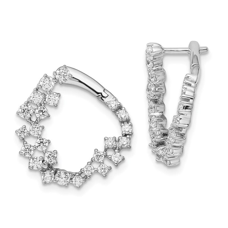 True Origin 14k White Gold 1 1/2 carat Lab Grown Diamond VS DEF Fancy Hoop Earrings