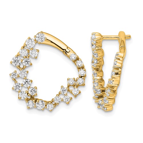 True Origin 14K Yellow Gold 1.50 Carat Lab Grown Diamond VS+ F+ Hoop Complete Earrings