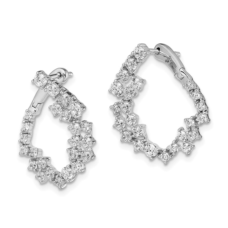 True Origin 14k White Gold 2 carat Lab Grown Diamond VS DEF Fancy Hoop Earrings